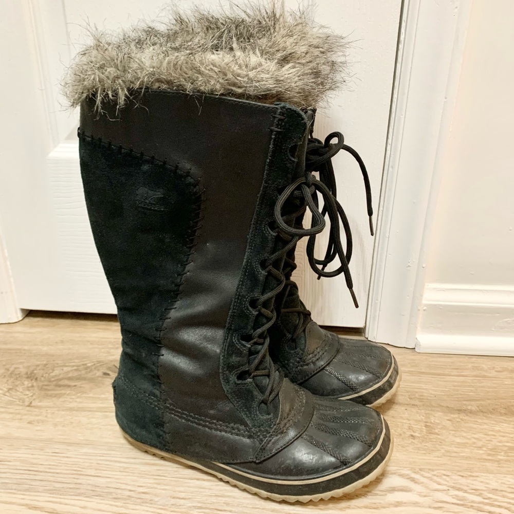 Sorel Cate The Great Suede Waterproof Winter Faux Fur Trim Lace Boots - 7
